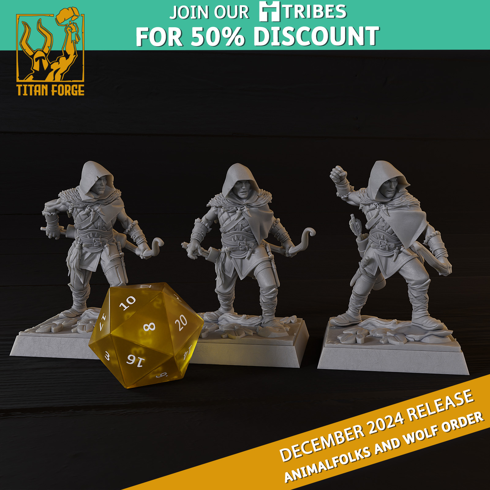 Wolf Pup Archers - Animalfolks and Wolf Order - Titan Forge Miniatures December 2024